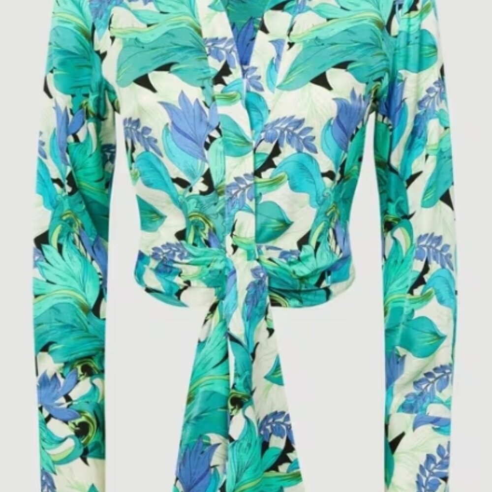 REISS Dana Tie Front Shirt – Aquamarine – US 4 – NWT - Picture 11 of 11